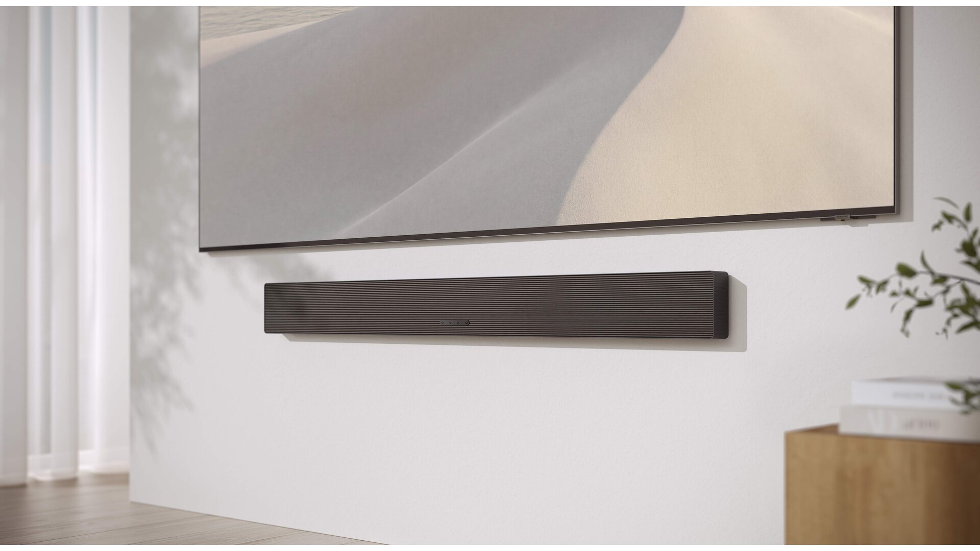 Samsung 2026 TV lineup soundbar mounted below a TV