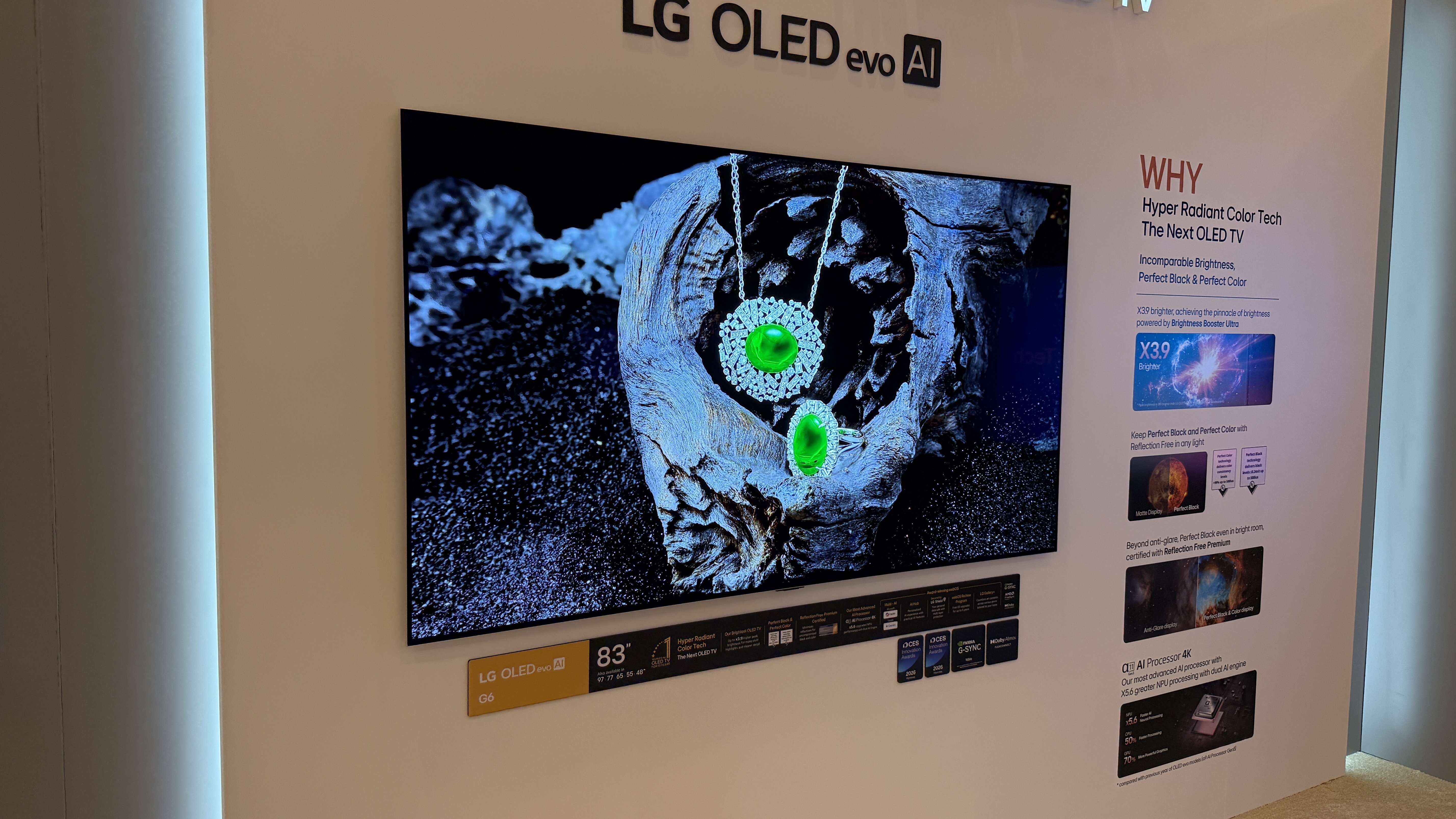LG G6 OLED television showing a bright HDR scene