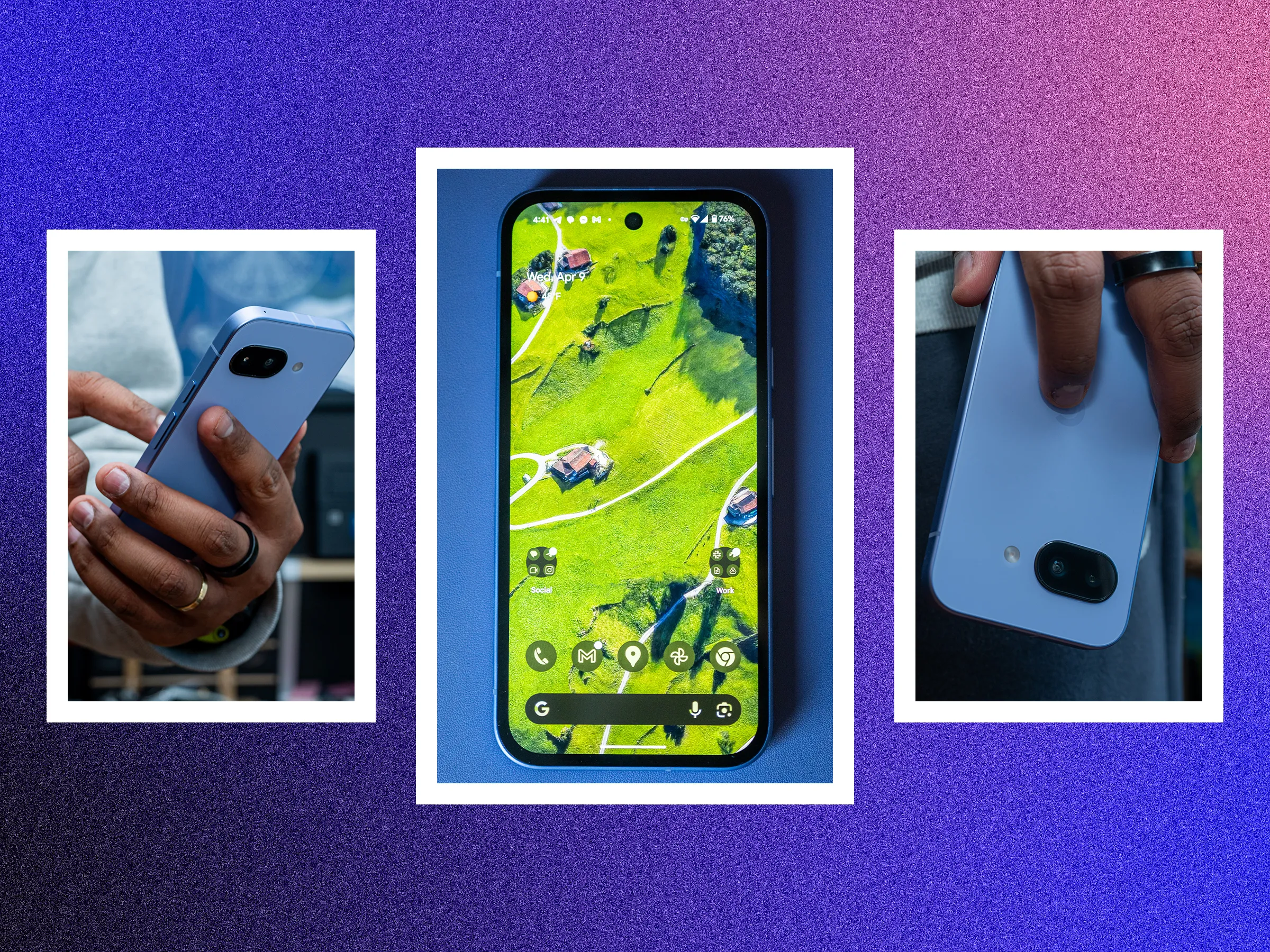 Google Pixel 9a shown front and back