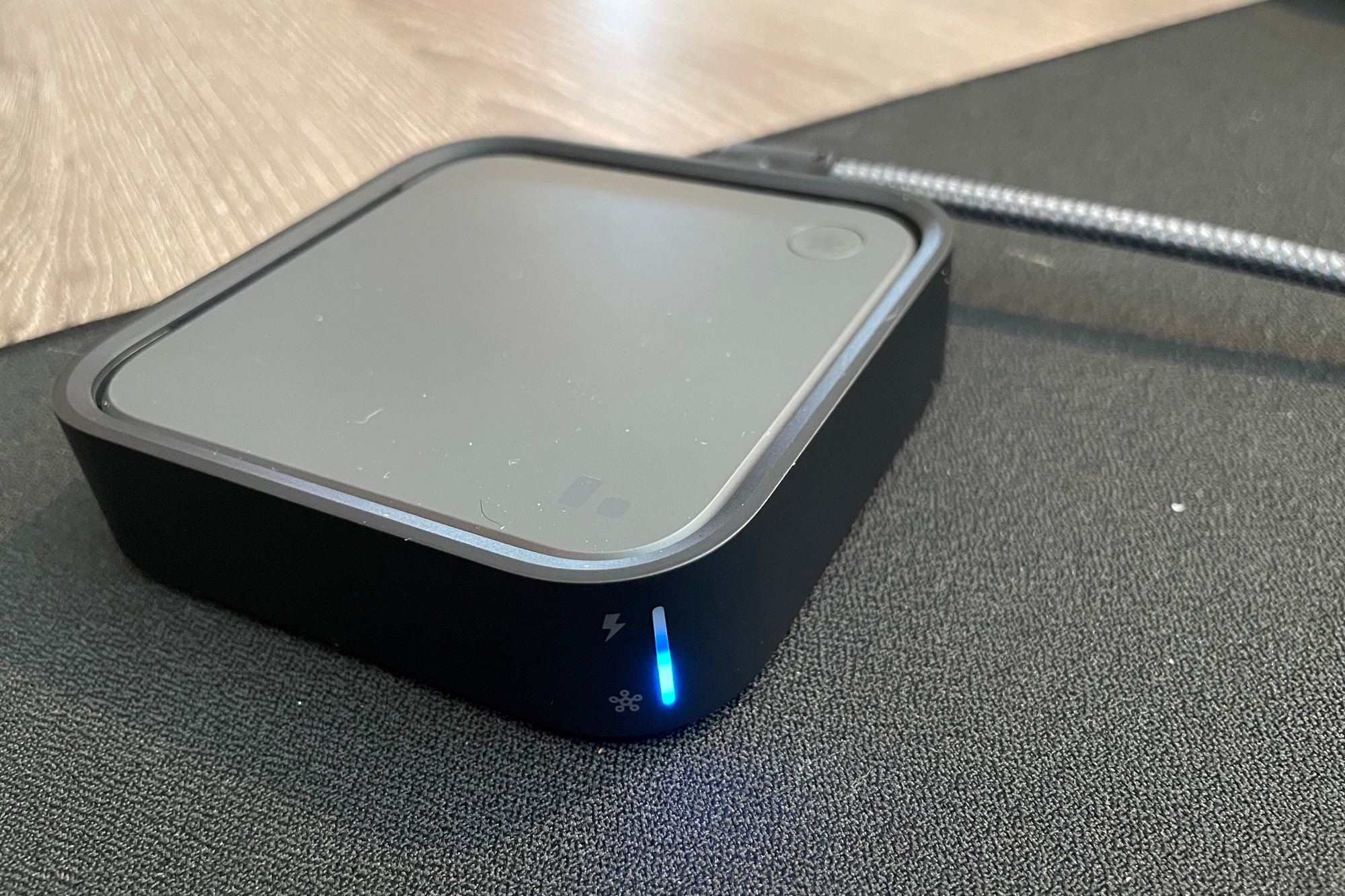 Samsung SmartThings smart home hub set up in a UK living room