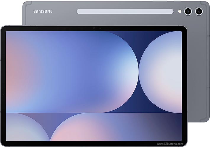 Samsung Galaxy Tab S Plus Android tablet shown front and back in grey
