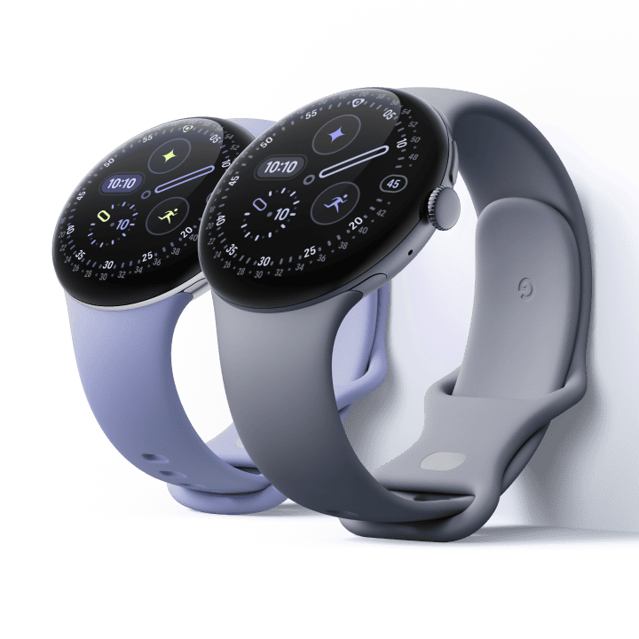 Pixel Watch 4 41mm and 45mm models shown side by side