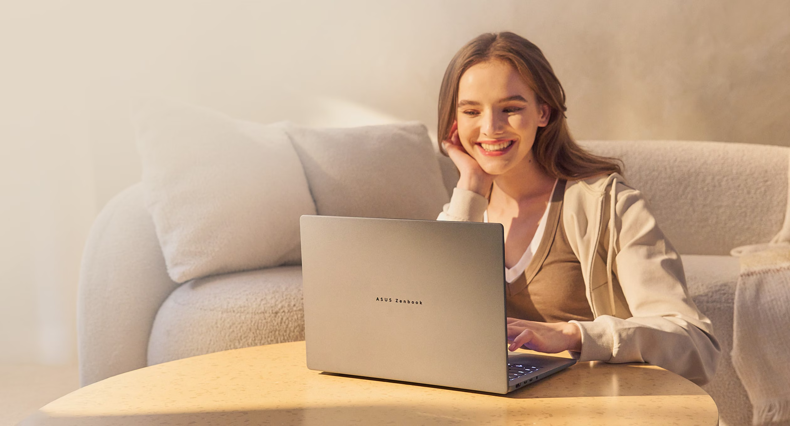 A person types on the ASUS Zenbook A16 Snapdragon X2 Elite keyboard