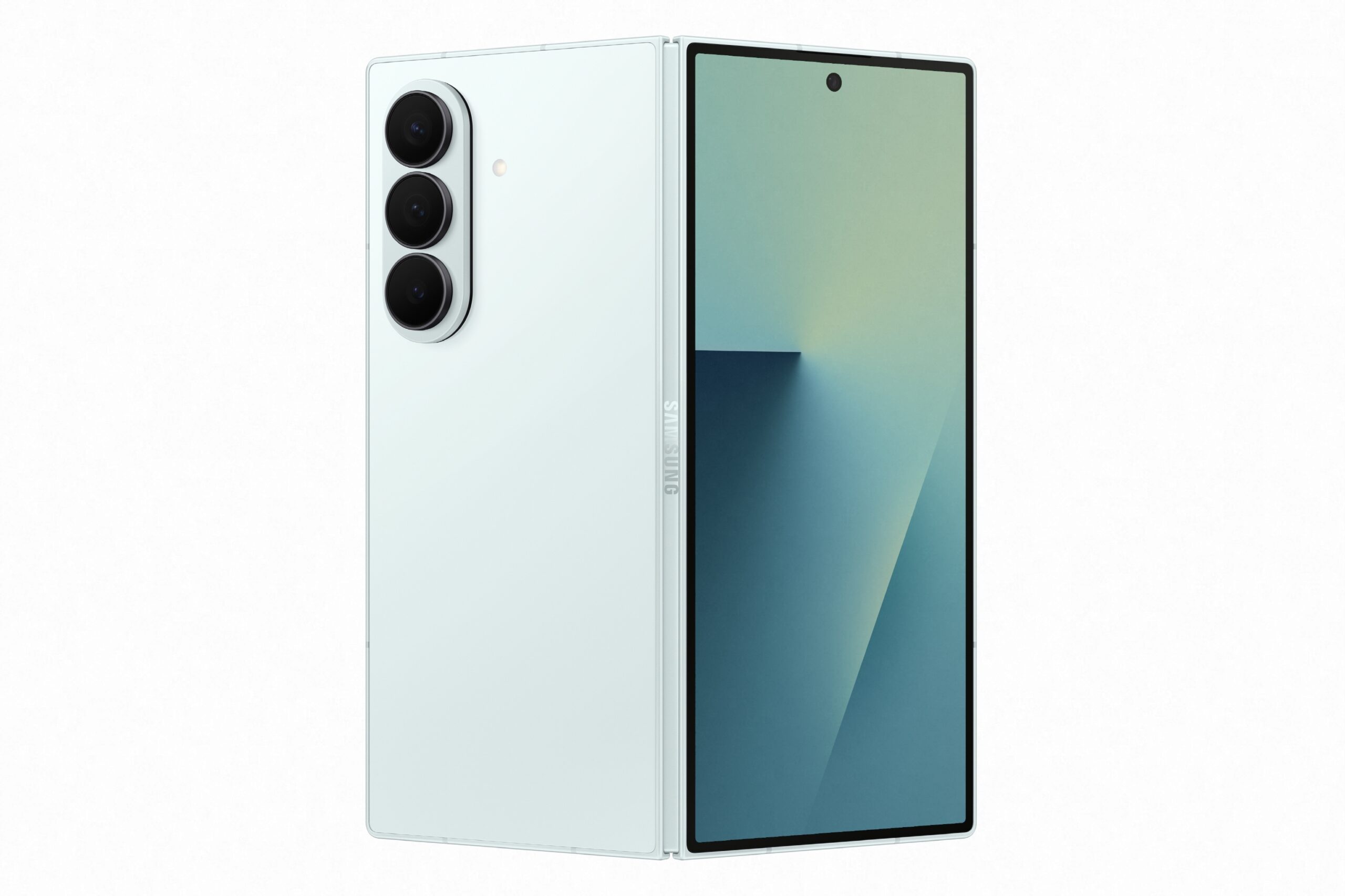 Samsung Galaxy Z Fold7 shown front and back, illustrating the foldable form factor due an update