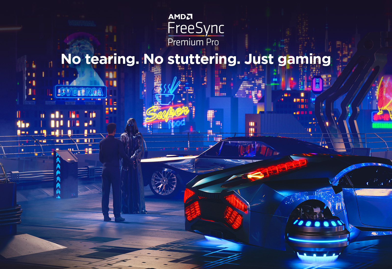 Fast-moving racing game displayed tear-free on a TCL 144Hz screen with FreeSync Premium Pro branding visible