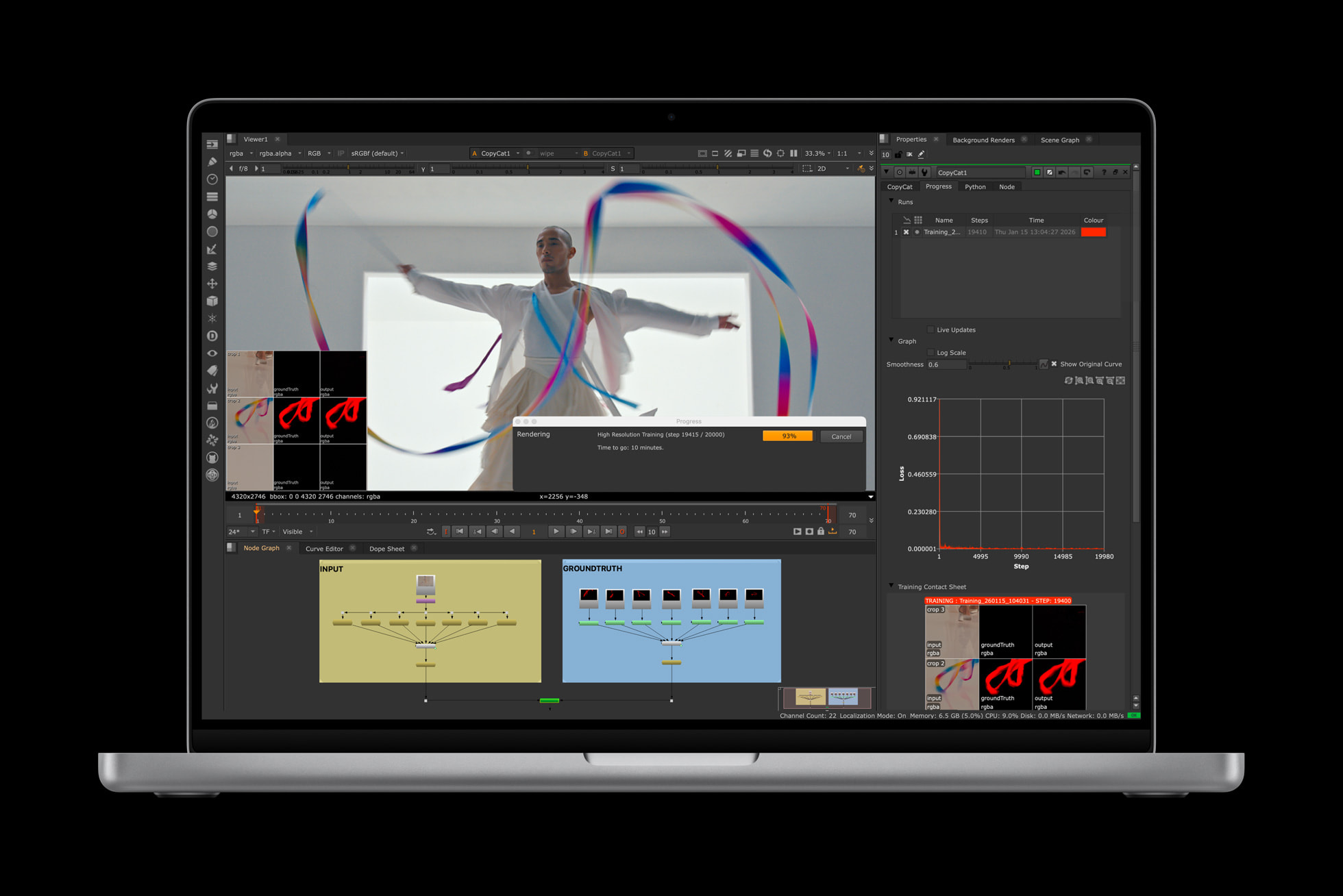 MacBook Pro M5 Max running Foundry NukeX visual effects compositing
