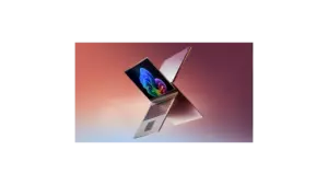 Two Copilot Plus PCs showing the Microsoft Copilot Windows 11 bloom wallpaper