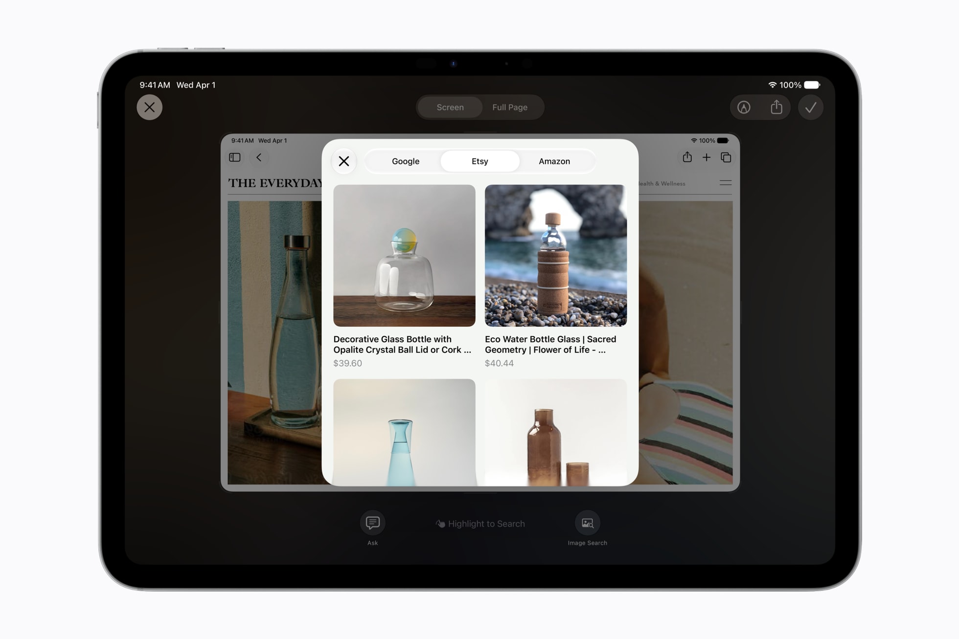 Siri AI using visual intelligence to answer a question about on-screen content on an iPad