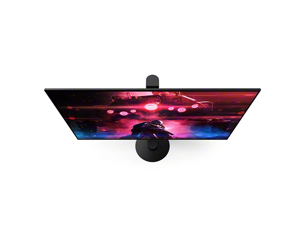 Top-down view of the Sony INZONE M10S OLED gaming monitor and its compact base