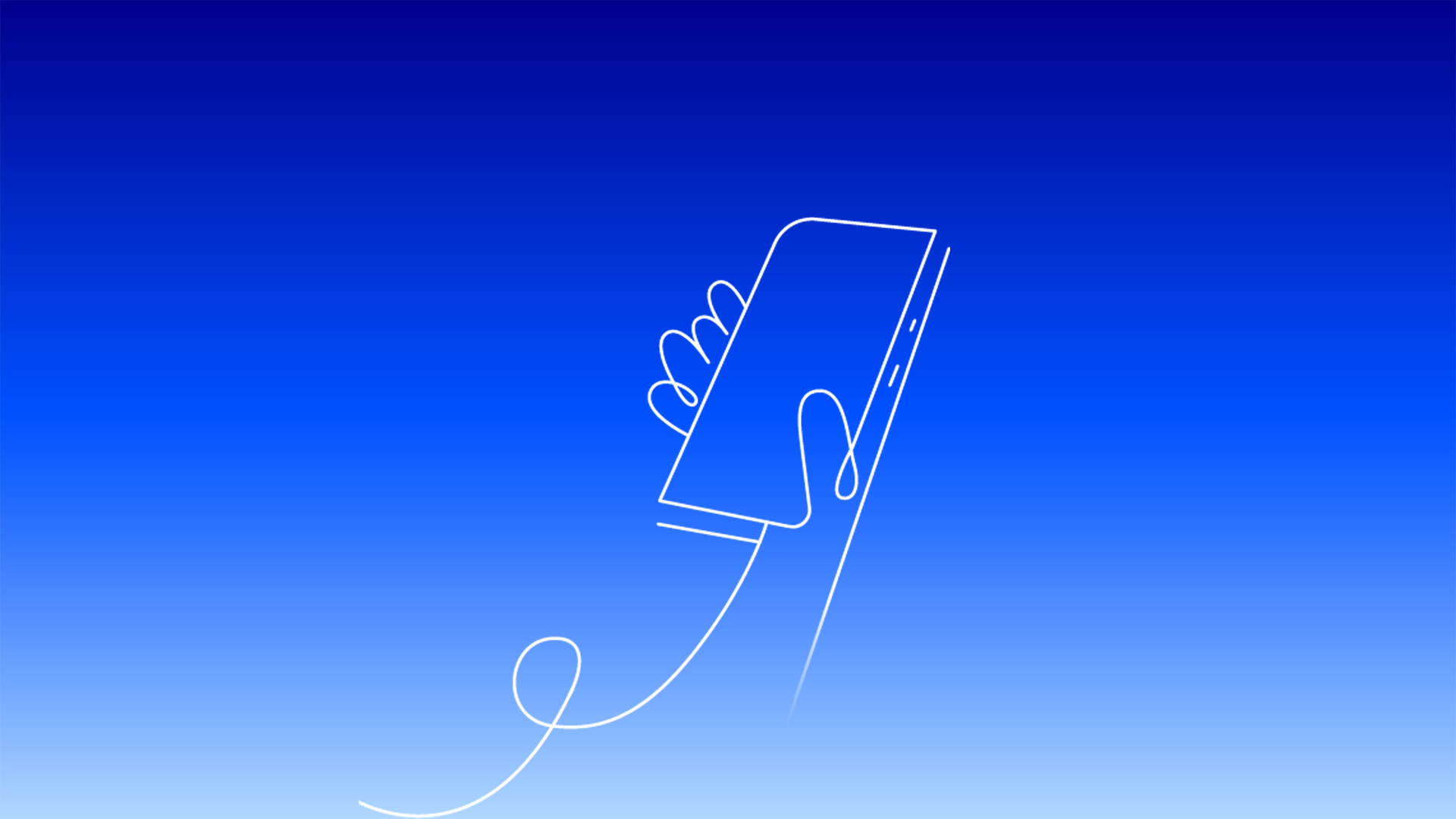 O2 5G brand illustration of a hand holding a smartphone on a blue background