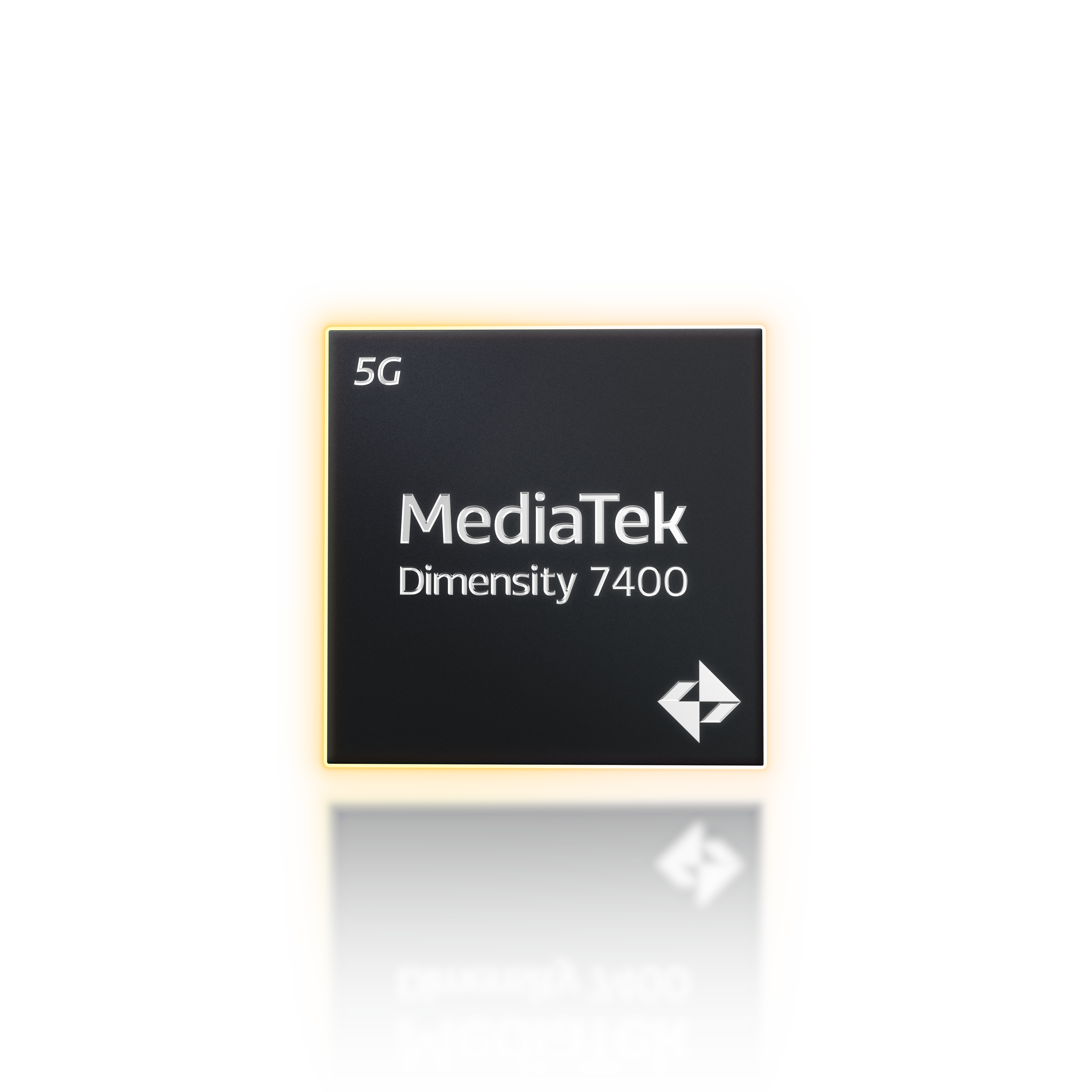 Front view of the MediaTek Dimensity 7400 chip package with the Dimensity branding etched on the metallic lid
