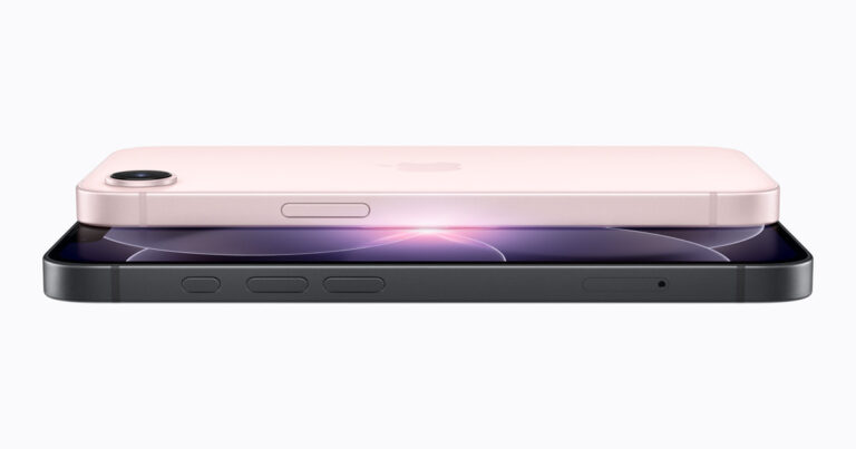 iPhone 17e shown in black, white and soft pink