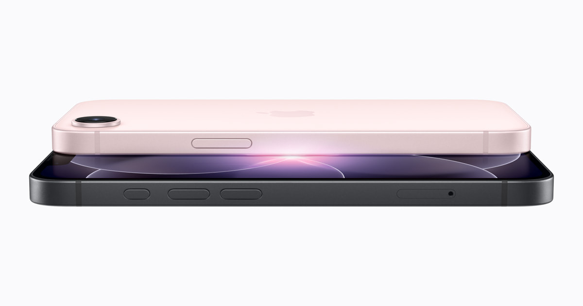 iPhone 17e shown in black, white and soft pink