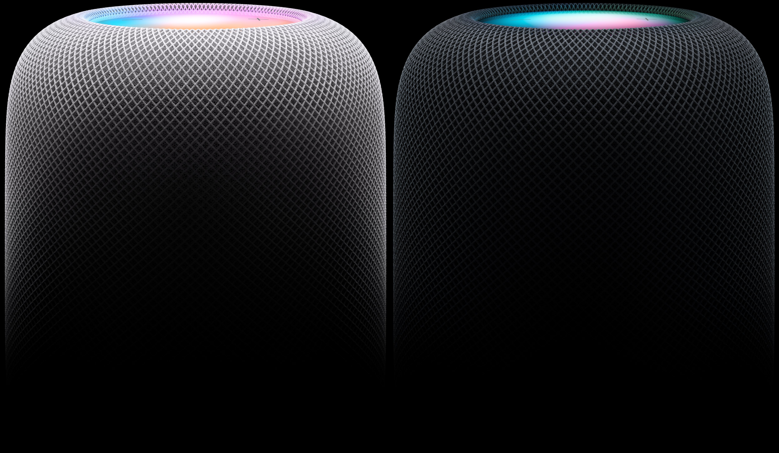 Apple HomePod 2nd generation in midnight and white finishes