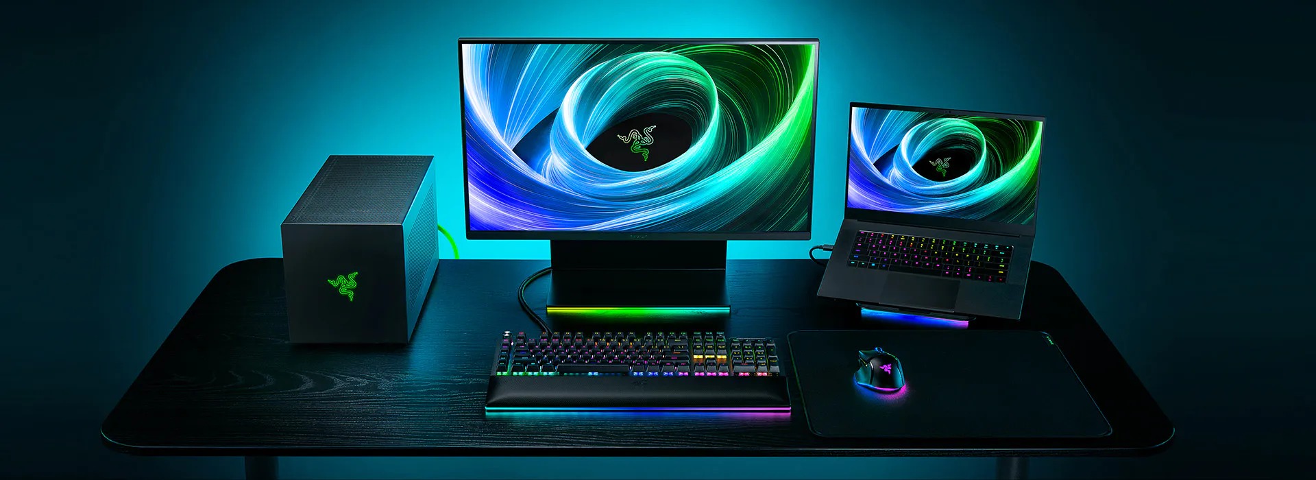 Razer Core X V2 eGPU enclosure showing its Thunderbolt 5 connection to a Windows laptop
