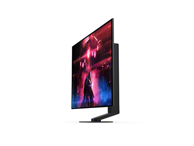 Sony INZONE M10S OLED monitor side profile showing the slim panel and low-profile stand