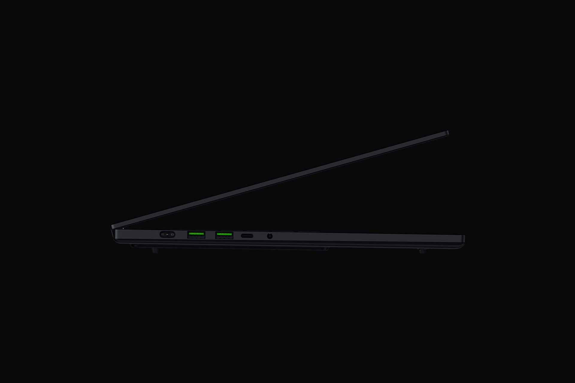 Side profile of the Razer Blade 16 2026 showing the 14.9mm chassis and left-side ports