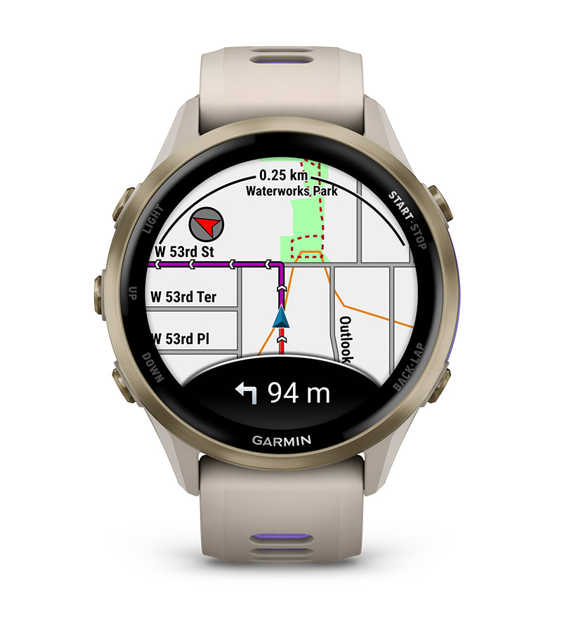Garmin Forerunner 970 side view showing titanium bezel and buttons