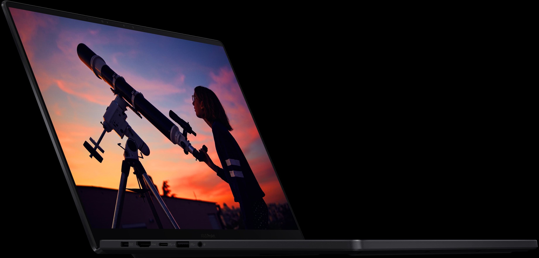 Asus ProArt P16 4K Lumina Pro OLED screen showing an astrophotography image