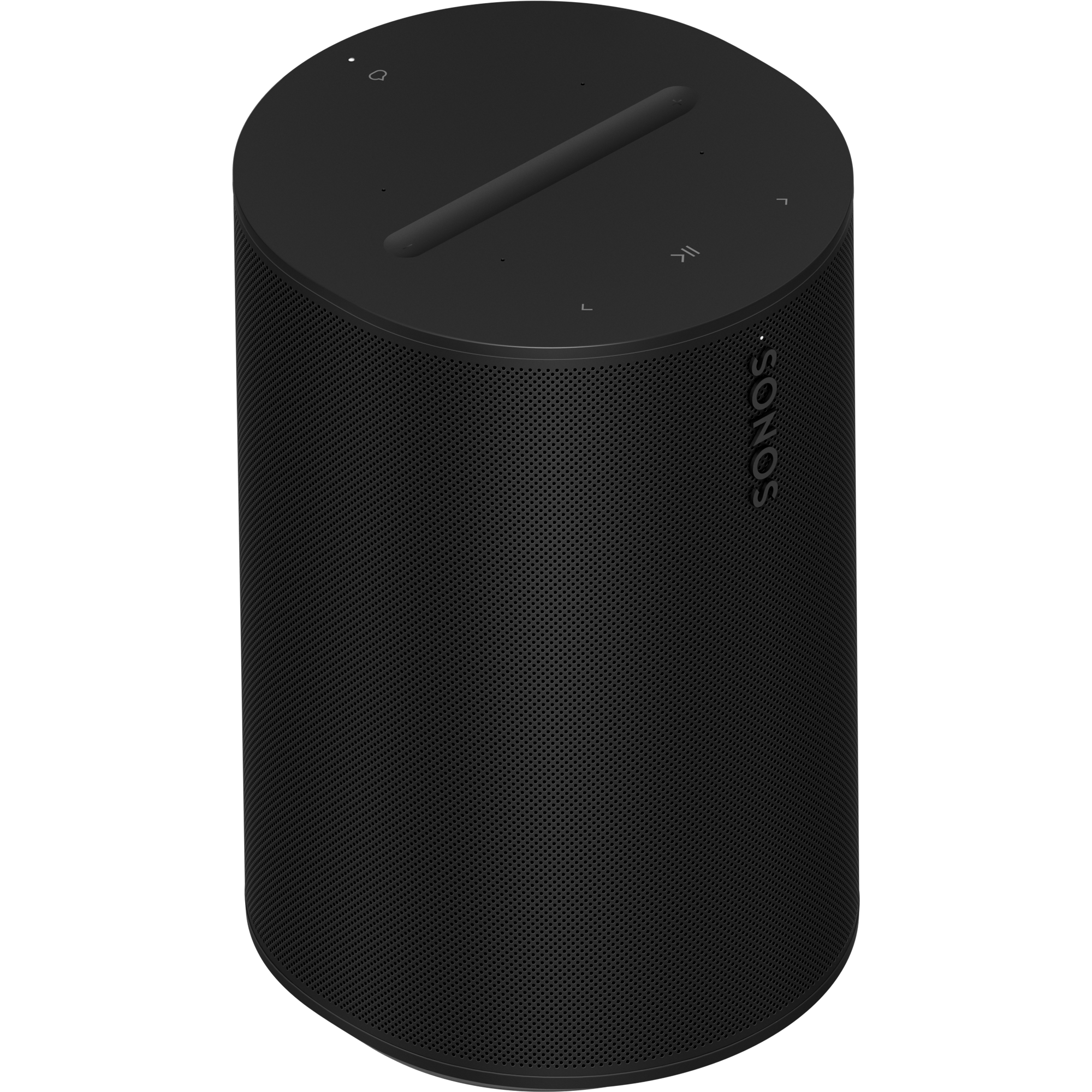 Sonos Era 100 wireless speaker in black, front angle, the £199 UK smart speaker