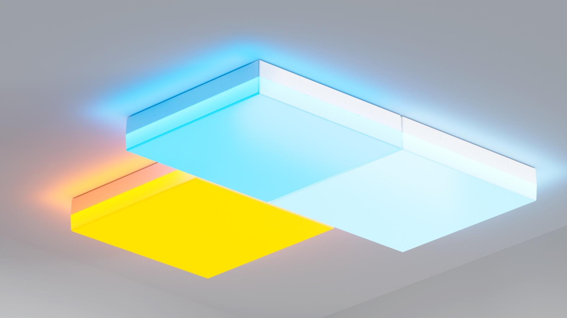 Nanoleaf Skylight modular ceiling panels in a square array