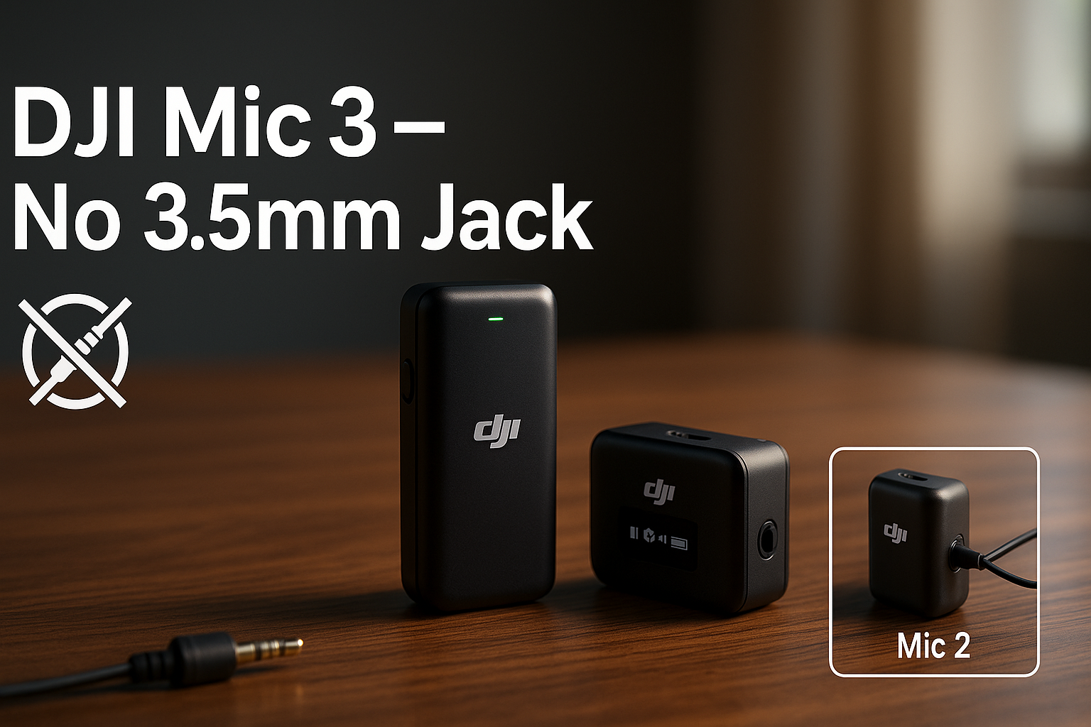 DJI Mic 3 transmitter showing onboard recording and storage
