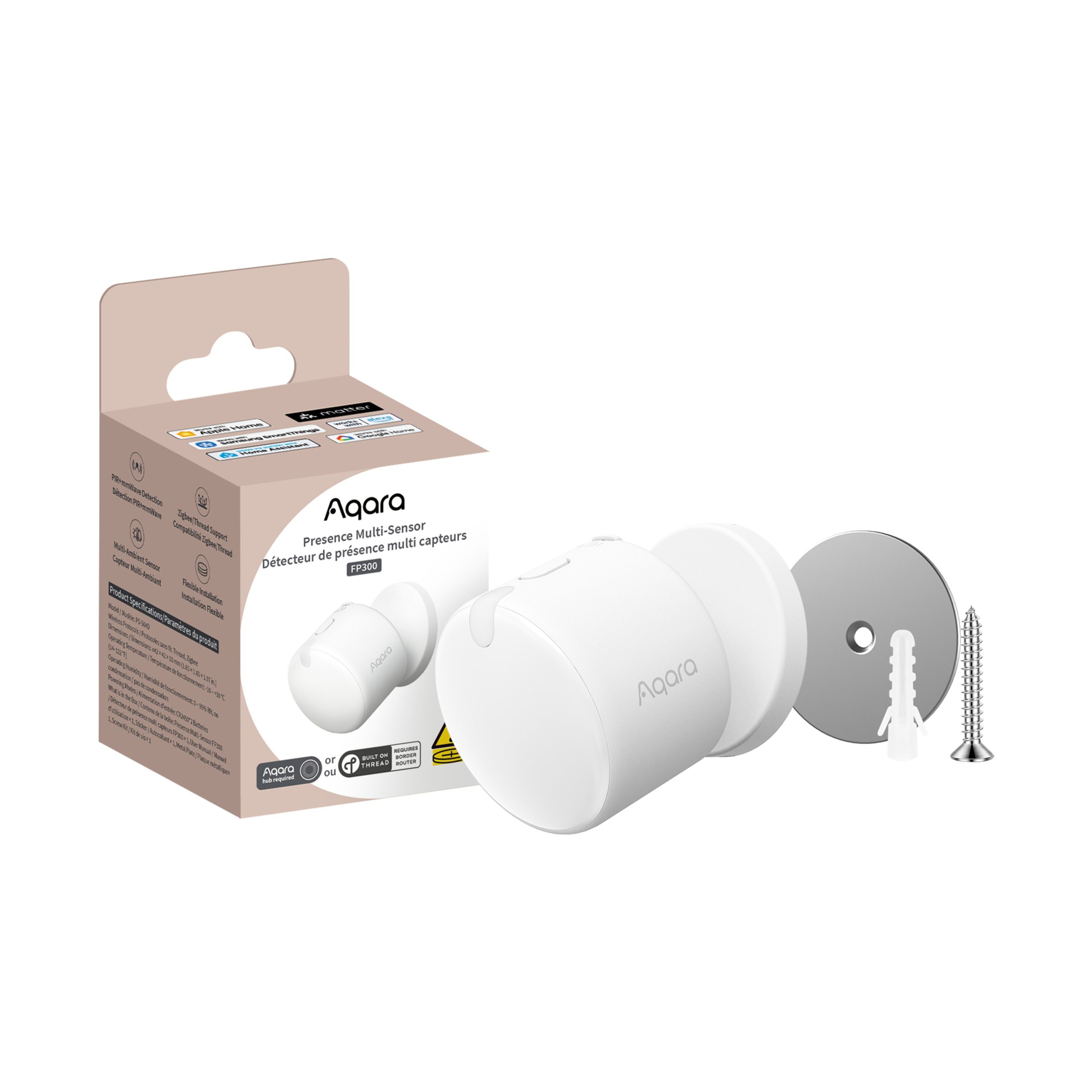 Aqara Presence Multi-Sensor FP300 mounted in a corner of a UK living room