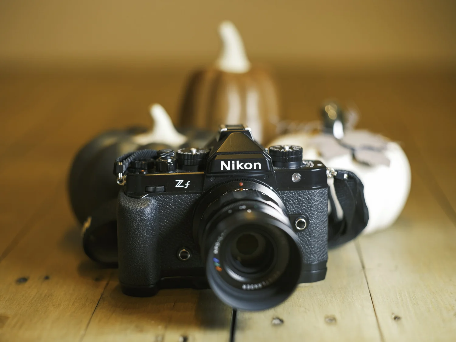 Nikon Zf retro full-frame camera with brass-effect dials