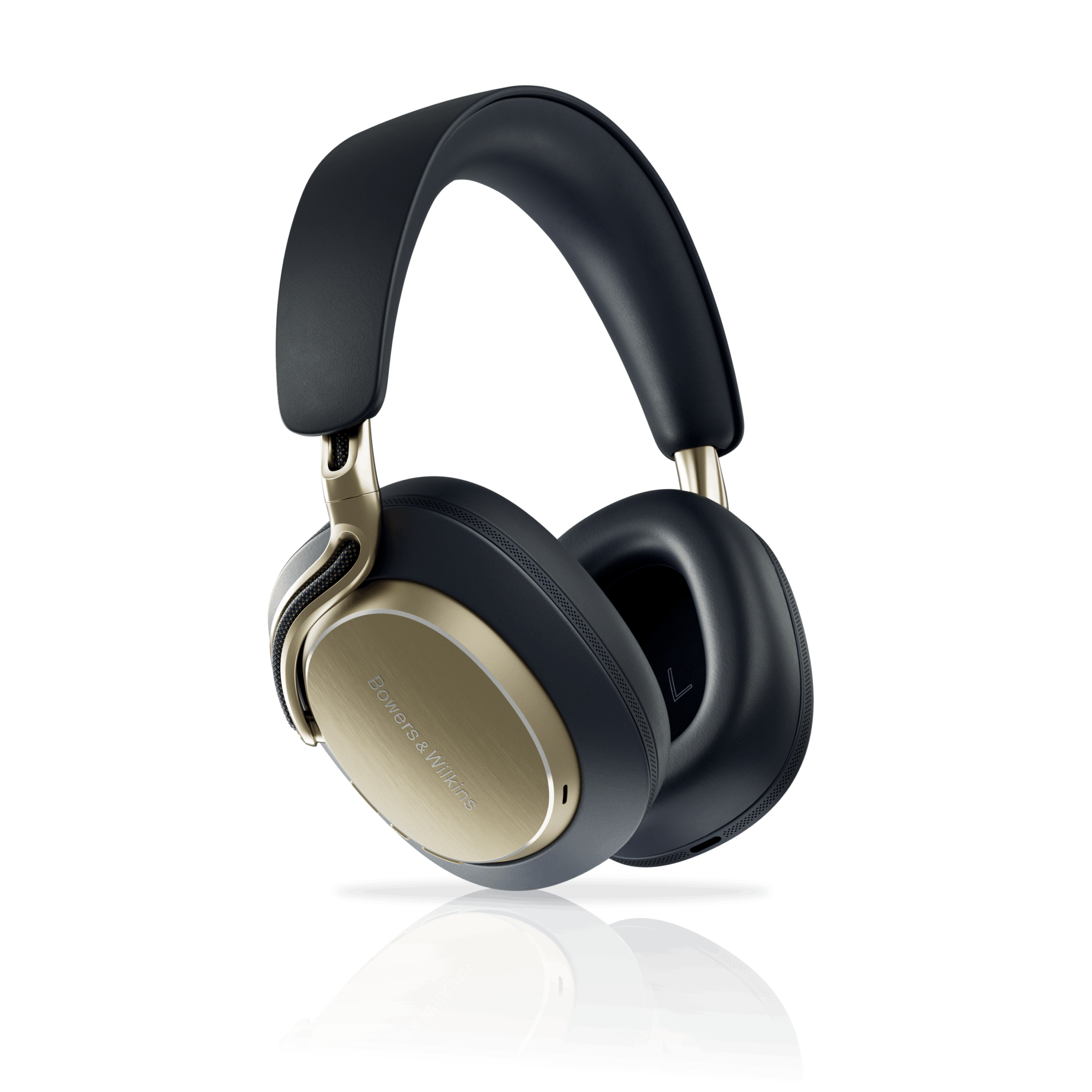 Bowers & Wilkins Px8 S2 earcup showing the leather and aluminium finish